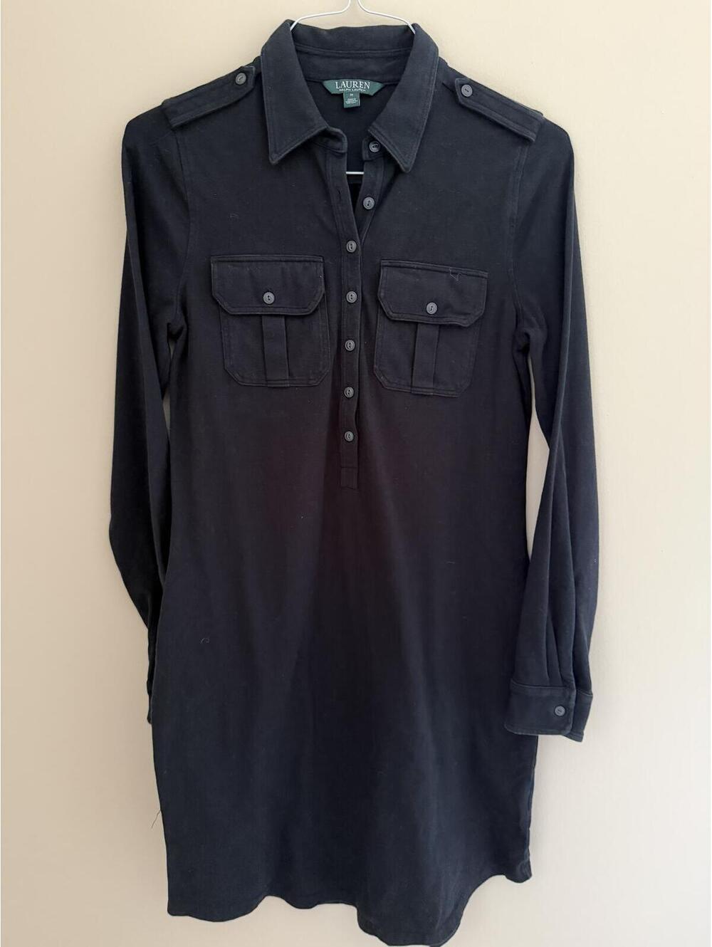 M Lauren Ralph Lauren Black shirt dress w/ buttons